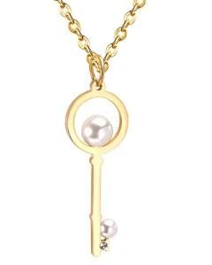 Fashion Charm Gold Pendants Necklace Custom Key Necklace Stainless Steel Jewelry