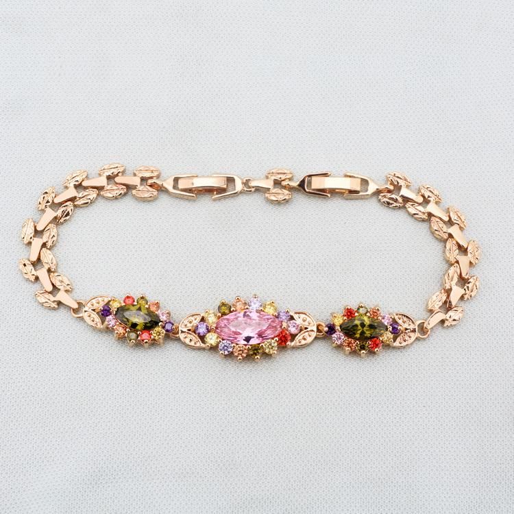 Fashion Imitation Jewelry 14K 18K Gold Plated Charm Bracelet with Chain