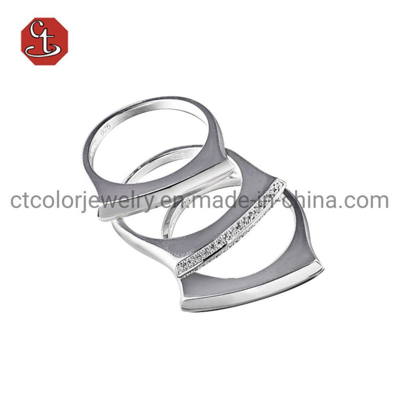 Dangle CZ Silver Ring Flexible Jewelry Popular Finger Ring for Women