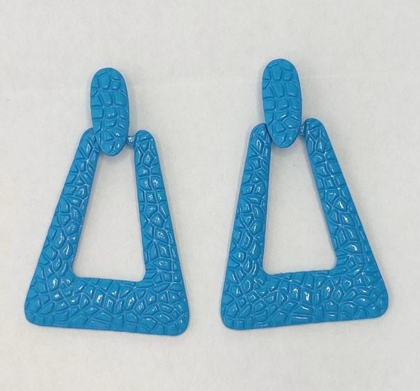Blue Coated Rectangle Trapezoidal Earrings for Female Accessories