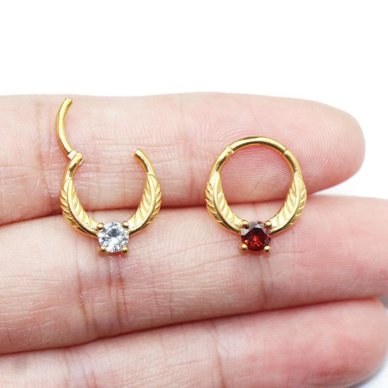 316L Surgical Stainless Steel Body Piercing Jewelry Segment Nose Ring Piercing Double Wings (SH210)