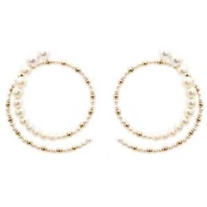 Fashion Jewelry Accessories Spiral White Pearl Hoop Earrings for Women