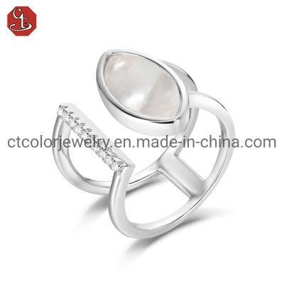 Fashion 925 Sterling Silver Rings Custom Shell Pearls Rings Jewelry