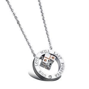 Stainless Steel Diamond Cube Necklace