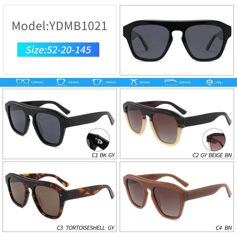 New Style Oversize Unisex Acetate Frame Polarized Lens Sunglasses Fashion Retro Luxury Customized Logo Eyewear