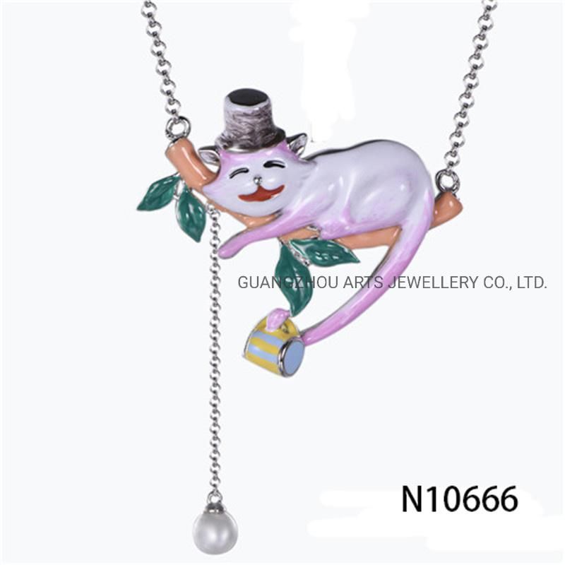 The Cheshire Cat Enamel Silver Necklace