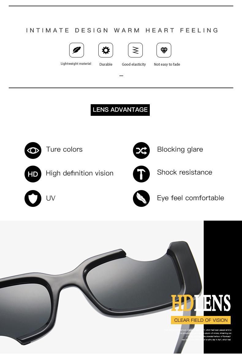 Personality Frame Sunglasses Female Notch Square Small Face Sunglasses Male Trend European and American Street Shooting Cross-Border Glasses