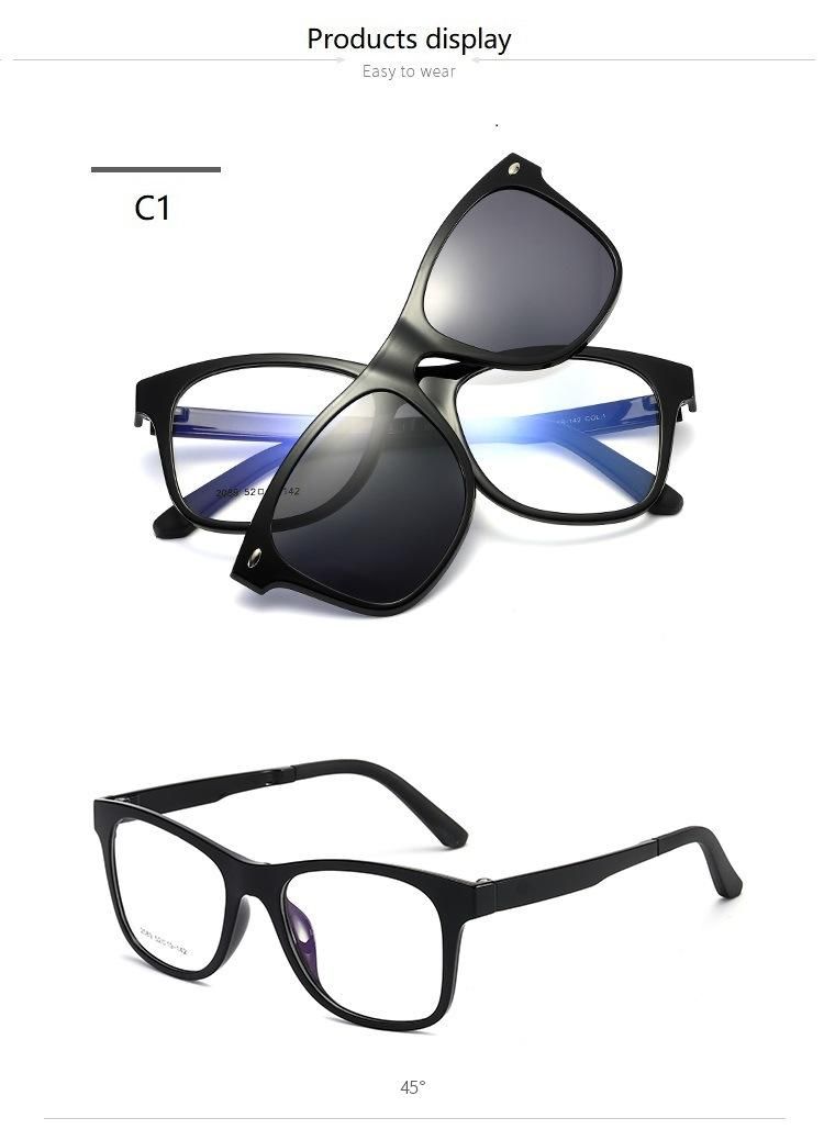 2020 Latest Original Design Tr90 Magnetic Clip on Sunglasses