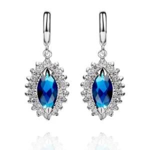 New Fashion Costume Match Swiss Blue CZ Stone Earring Jewelry
