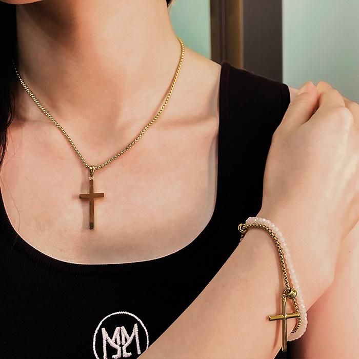 New Design Gold Plated Jewelry Set Fashion Double Wear Necklace Cross Pendant Necklaces Jewellery