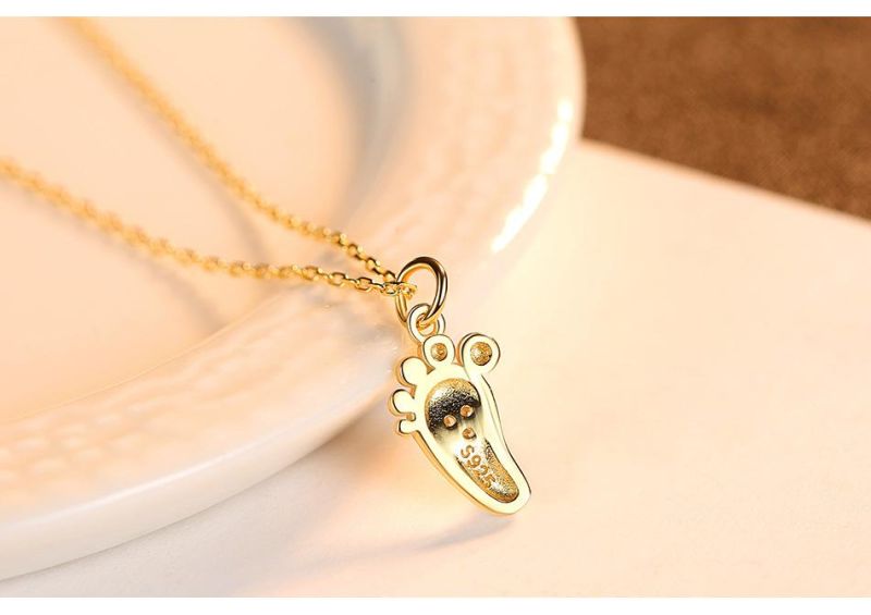OEM Custom Fashion 925 Silver Chain Necklace with Cute Feet