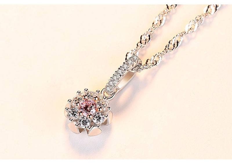 Real Sliver Women Jewelry 3A Zircon Gemstone Clavicle Chain Pendant Necklace