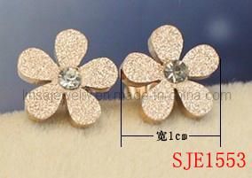Fashion Flower Design Stainless Steel Stud Earring (SJE1553-1)
