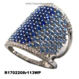 2020 New Design Blue Gradual Silver Ring