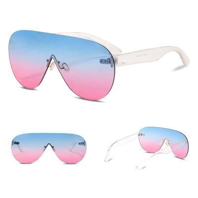 New Fashion Trend Young Ladies Oversized Sunglasses One Piece Lens UV400 Outdoor Travel Sun Glasses