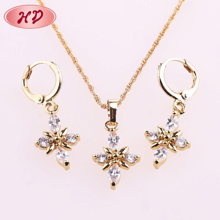 2020 New Bollywood Popular Zircon Gold Plated Jewelry Sets Indian