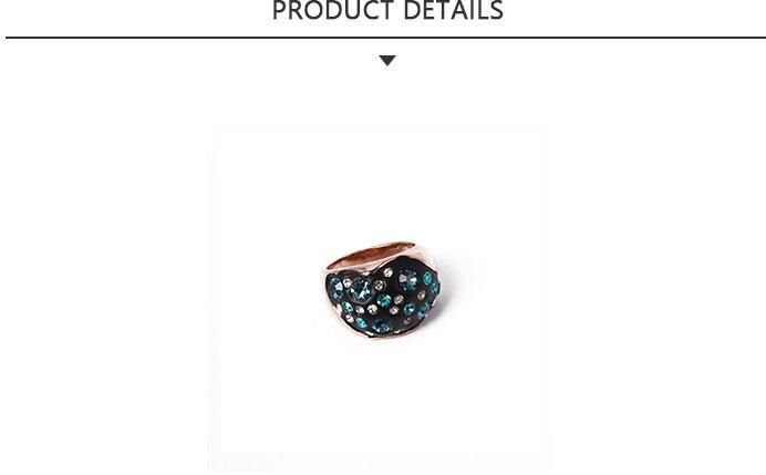 2020 Fashion Jewelry Rose Glod Ring with Transparent Blue Rhinestone