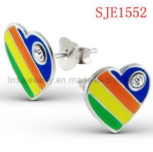 Fashion Girls Stainless Steel Heart Shape Earrings (SJE1552)