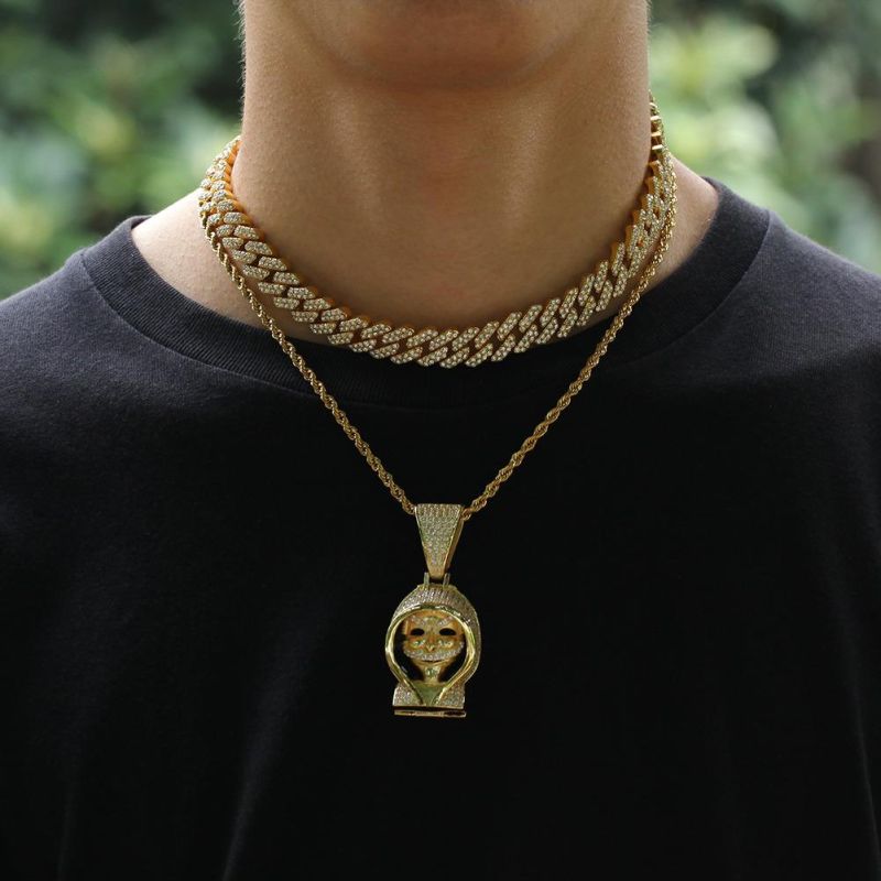 2021 Simple Jewelry 12mm Stripes Cuba Chain Alloy Bracelet&Necklace Set