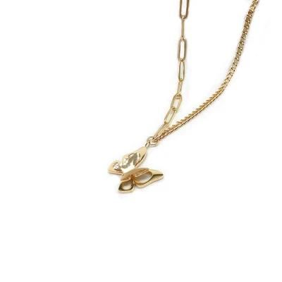 Manufacturer Custom Fashion Jewelry Chain Gold Plated 18K Butterfly Necklace Jewelry for Wedding &amp; Party Trendy Stainless Steel Jewelry