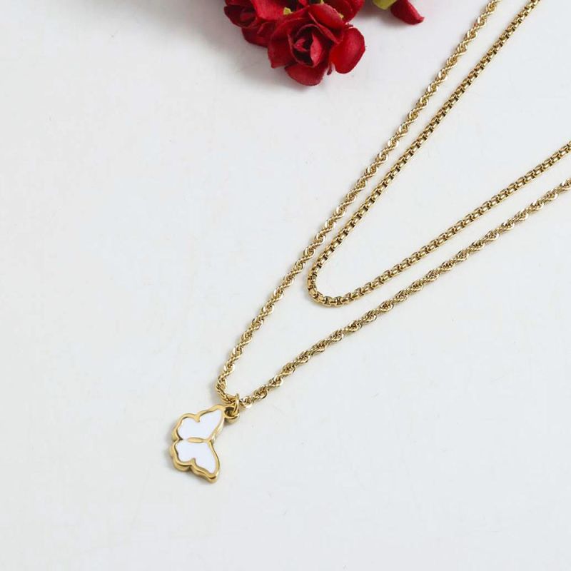 Manufacturer Custom High Quality Fashion jewellery Women Stainless Steel 18K Gold Plated No Fade Necklace