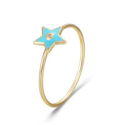 Trendy Simple Women Gold Plated Jewellery Christmas Gift Enamel Star Rings