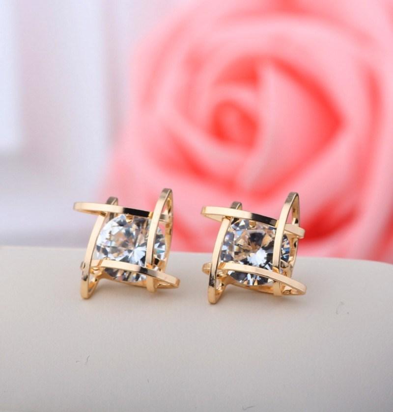 Fashion Jewelry for Women Copper Zircon with 925 Silver Plated Stud Earrings