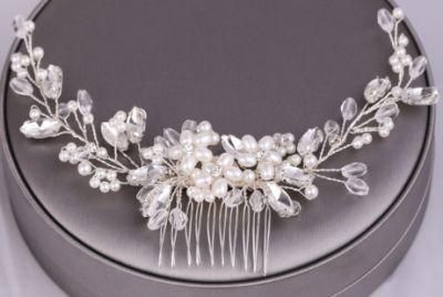 Wedding Pearl Crystal Hair Comb Hair Vines Headpiece. Bridal Pearl Crystal Hair Comb Headpiece.