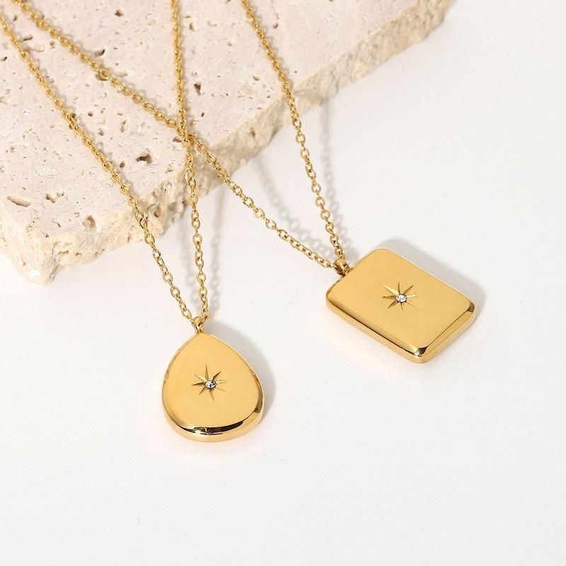 18K Gold Plated Stainless Steel Energy Pendant Necklace with High Quality CZ Necklace Jewelry