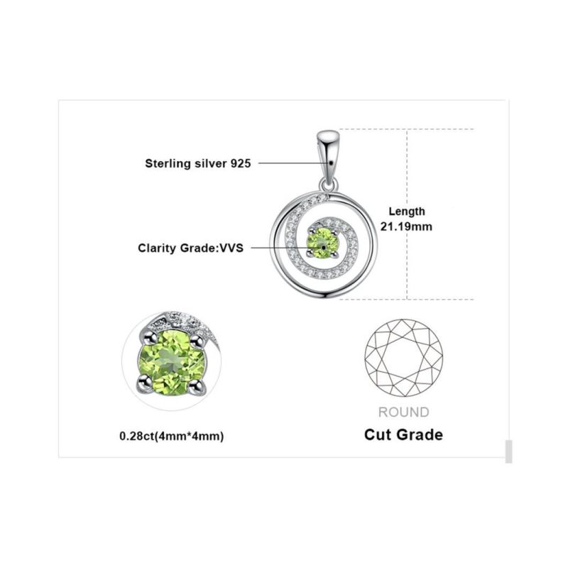 Classic Gemstone Jewellery Peridot Pendant 925 Sterling Silver Jewelry Wholesale for Women