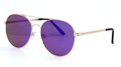 100% UVA/ UVB Protection (UV 400) Retro-Style Round Shape Frame in Classy Golden/Silver Metal Sunglasses