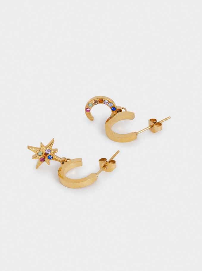 C&L Jewelry Elegant Women Jewelry Small Stainless Steel Moon and Star Hoop Earrings