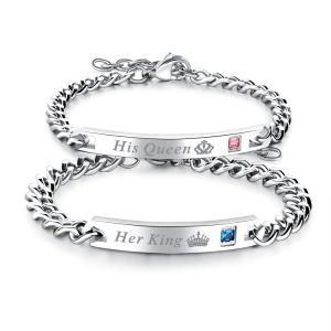 Fashion Romantic King Adjustable Stainless Steel Couple Bracelet