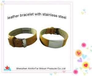 Leather Bracelet with Stainless Steel Buckle and Belt Lock (XXT 10018-56)