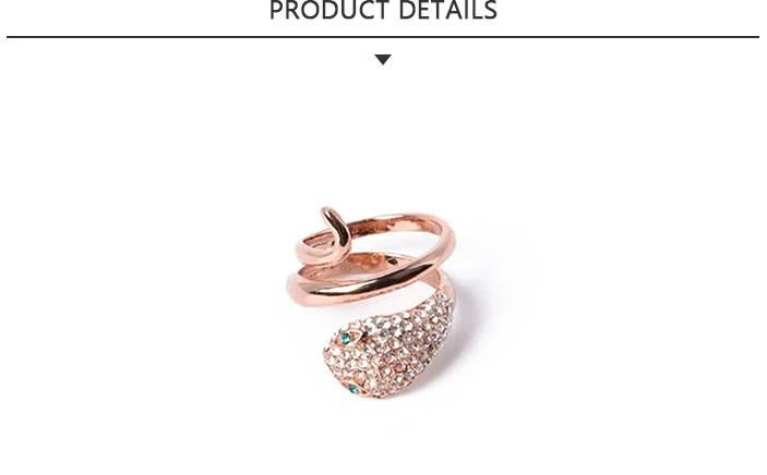Unique Spiral Fashion Jewelry Rose Gold Ring with Rhinestone