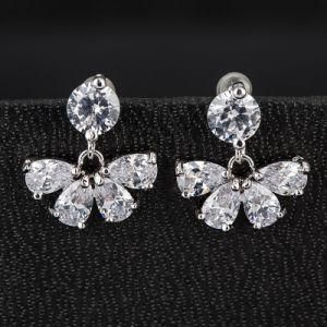 Fashion High Quality Women&prime;s Clear Crystal Zircon CZ Stud Earrings Jewelry