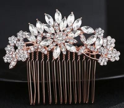 Wedding Crystal Hair Comb, Bridal Hair Comb, Rose Gold Hair Comb.