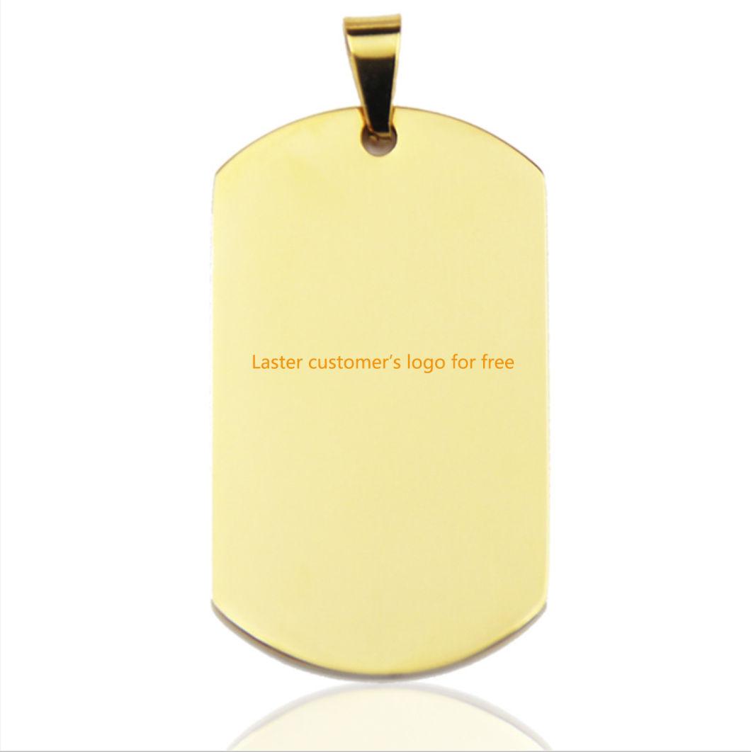 Factory Manufacturer Blank Lettering Black Titanium Stainless Steel Necklace Pendant Identity Card Personalized Custom Dog Tag Stainless Steel Army Card STP2401