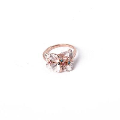 New Design Fashion Jewelry Flower Gold Ring with Rhinestone