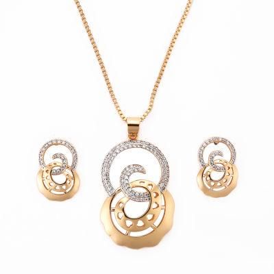 Women 18K Gold Plated Silver Alloy Fashion Accessories CZ Jewelry Sets Chain Pendant Necklace