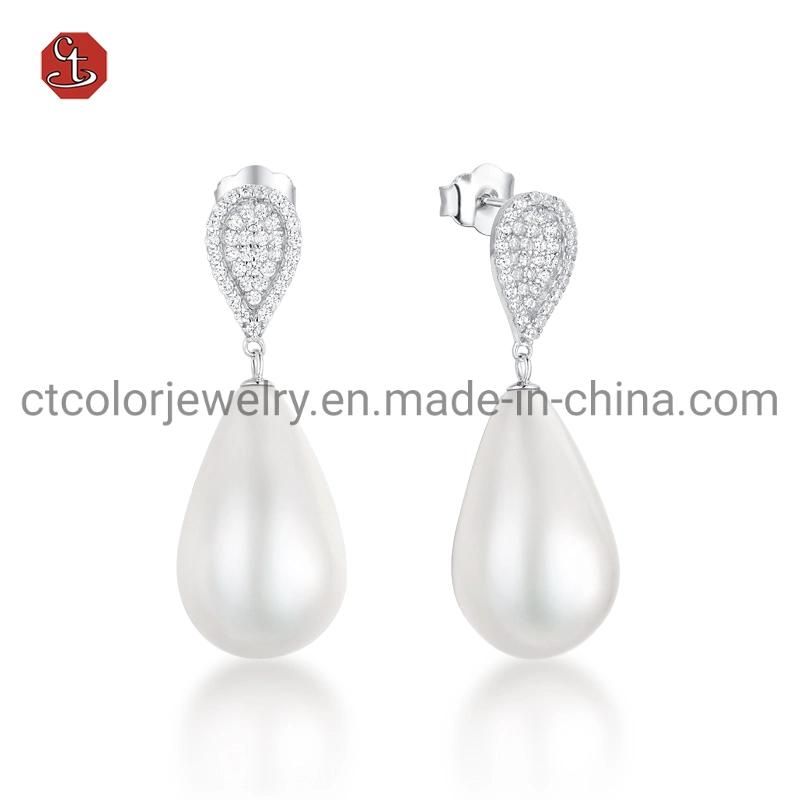 Fashion Imitation Jewellery 925 Sterling Silver Jewelry Design Stud Pearl Earrings Jewelry
