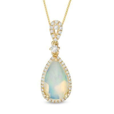 Fantastic Delicate Hot Selling Jewelry Elongated Pear Shaped Opal with CZ Frame Necklace S925 Gold Plated
