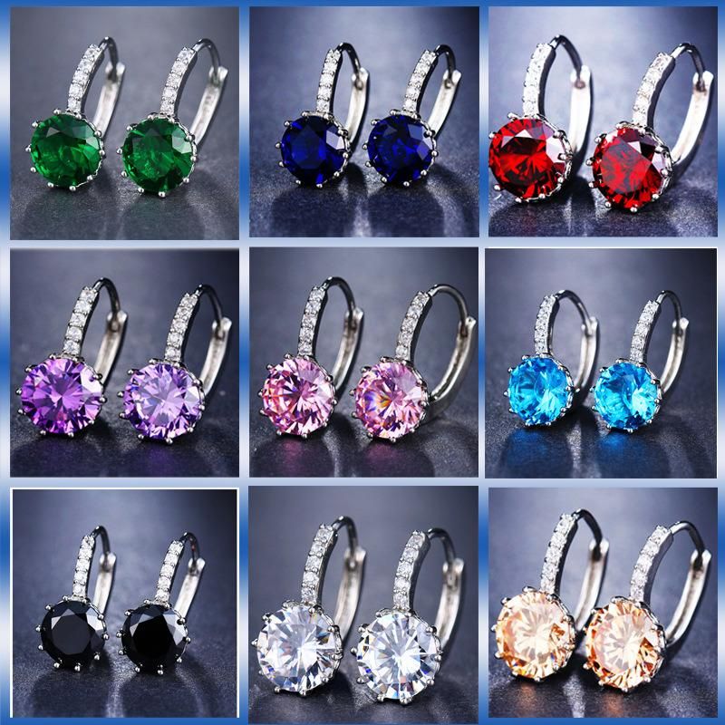 Women Fashion Jewelry Crystal Rhinestone Zircon Stud Earrings Fashion Accessories