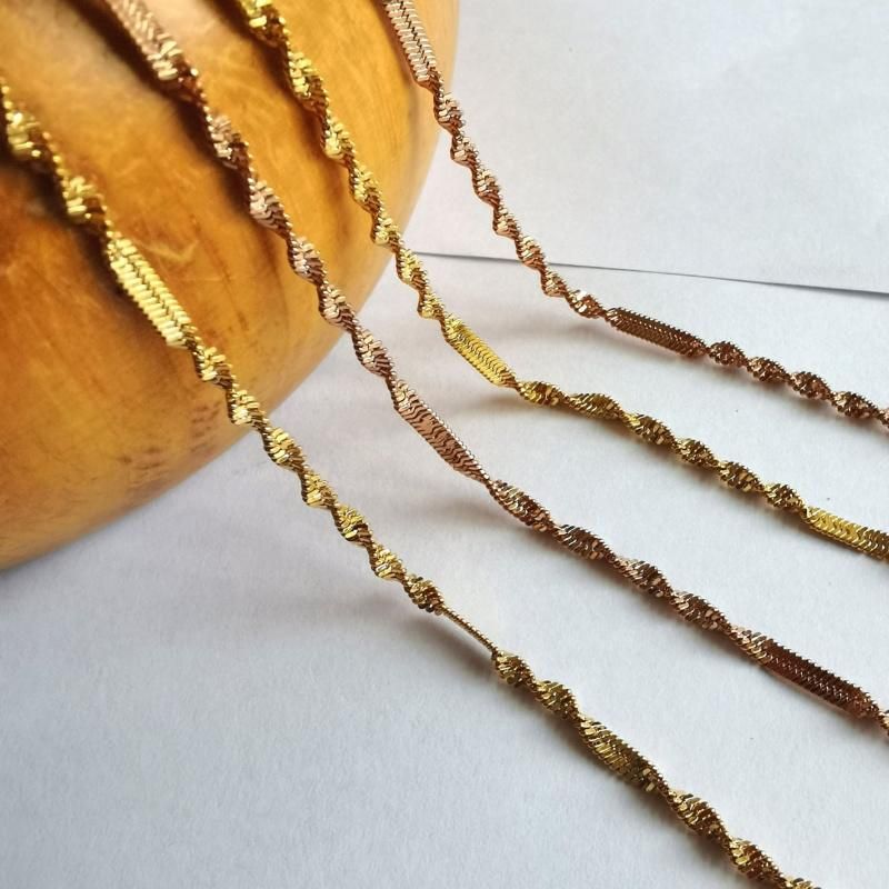 Popular Necklace for Jewelry Design Push Twisted Embossed Bulk Chain