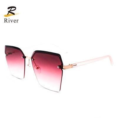 Oversize Custom Logo Ready Frameless Women Sunglasses