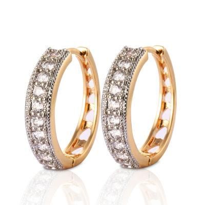 Fashion 18K Gold Silver Alloy Jewelry Drop Stud Hoop Huggie CZ Earrings with Crystal for Women
