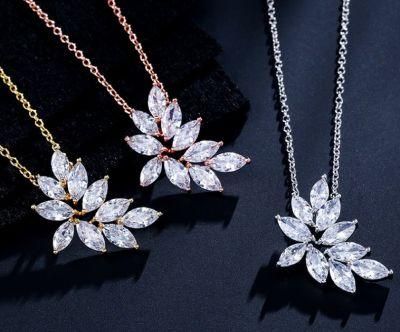 Wedding Pear CZ Necklace Jewelry Set, Bridal CZ Jewelry Set, Bridesmaid Jewelry Set, Rose Gold Earring Necklace Jewelry