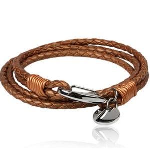 Fashion Men&prime;s Jewelry Stainless Steel Leather Bracelet (BC8847)