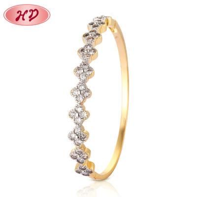 2020 New Fashion Design Wholesale Dubai 18K Gold Plated Zircon Jewelry Bangle for Women Girls