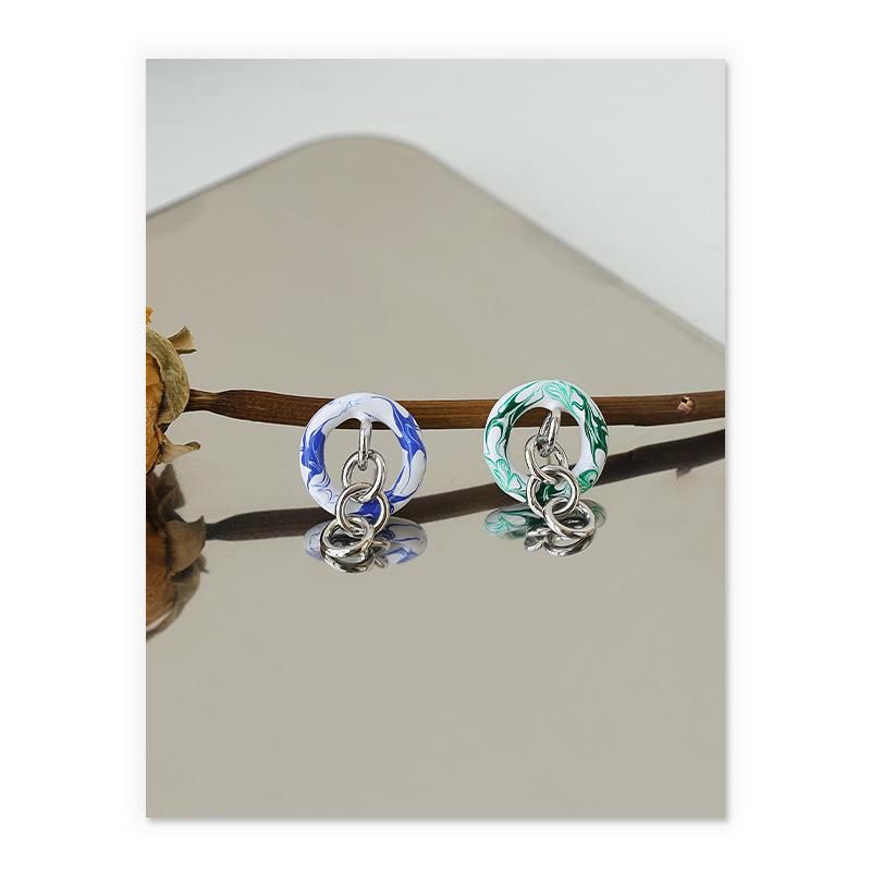 Fashion Brass Plated White Temperament Circle Earrings Jewelry